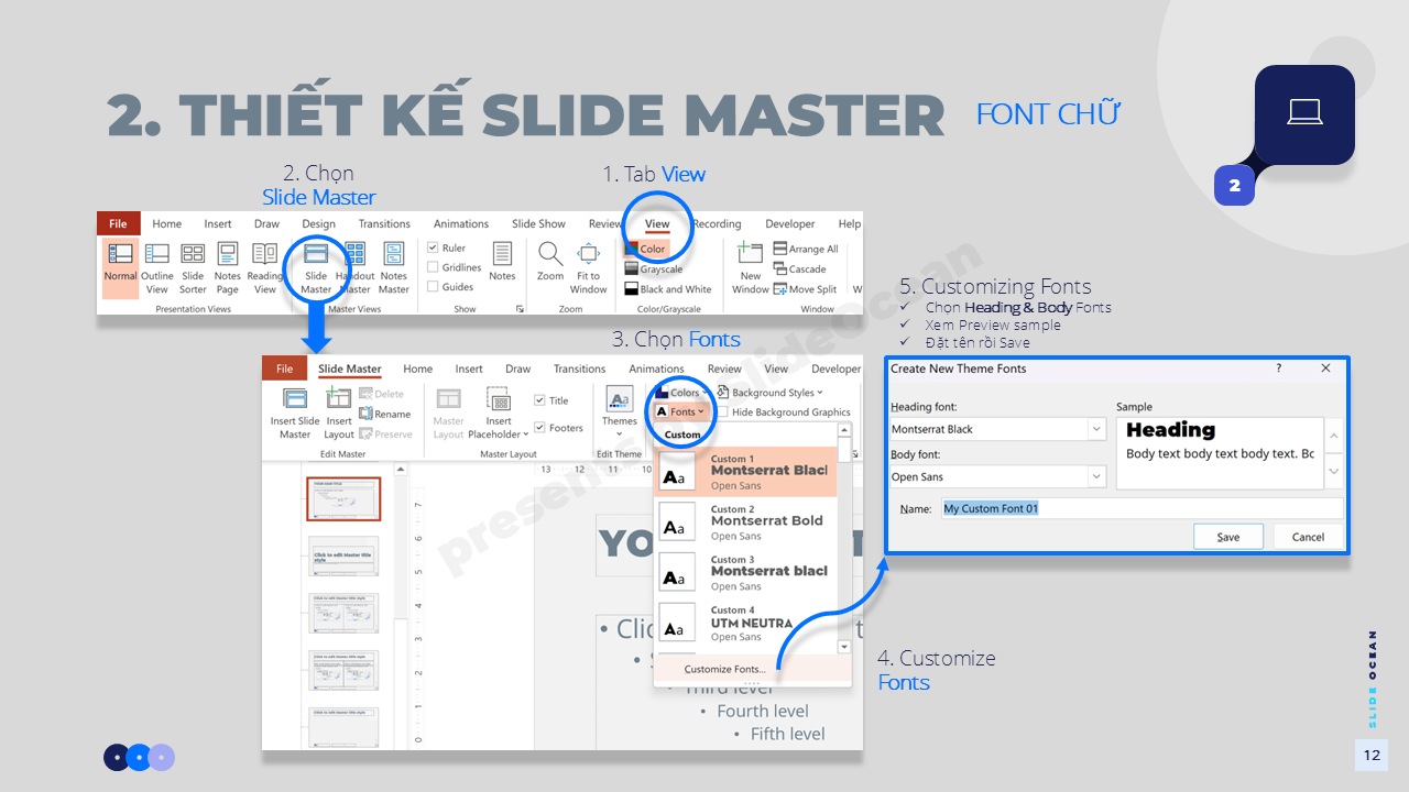 Cách sử dụng Slide Master hiệu quả - Font chữ