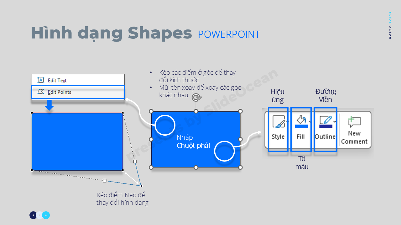 Các Công Cụ Vẽ và Hình Dạng Trong PowerPoint - Chỉnh sửa Shapes