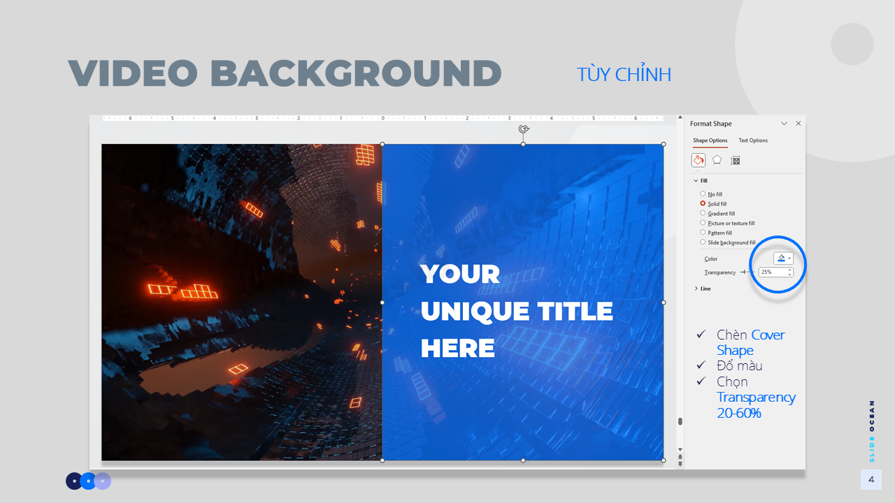 Hiệu Ứng Nền Động Trong PowerPoint - Cách chèn Cover Shape