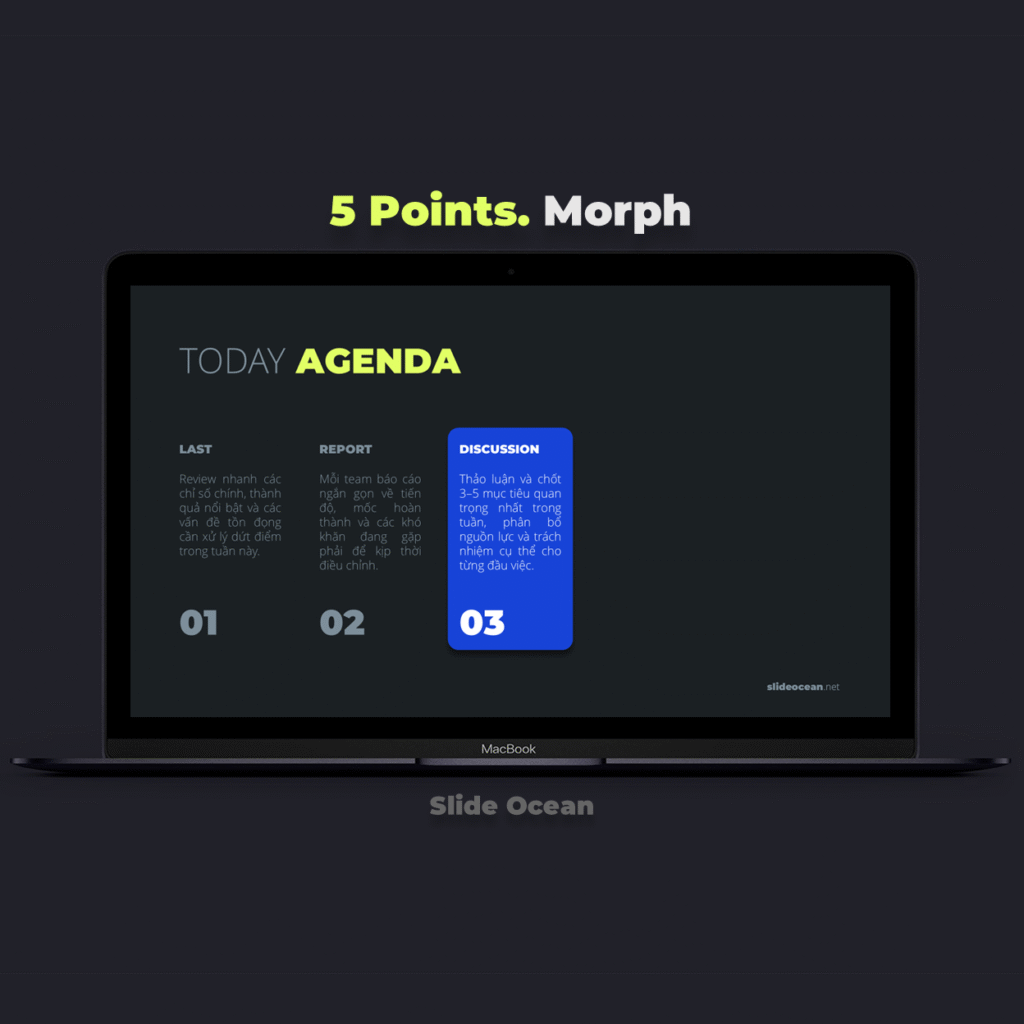 hướng dẫn ứng dụng morph transition - 5 points Agenda