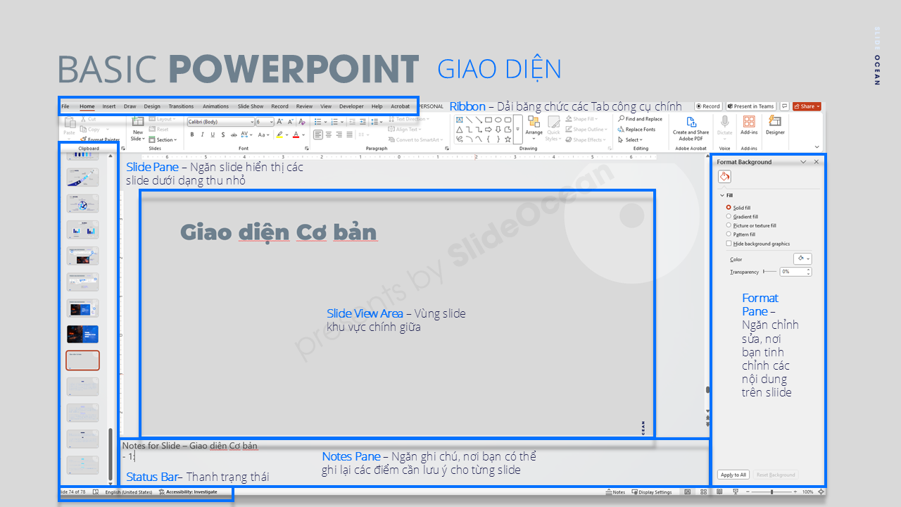 PowerPoint Cơ Bản Cho Người Mới Bắt Đầu - giao diện