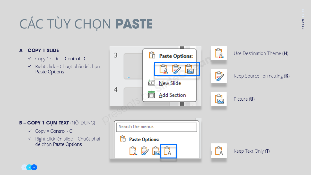 Các Kỹ Thuật Copy Paste Powerpoint Hiệu Quả - Các lựa chọn Paste