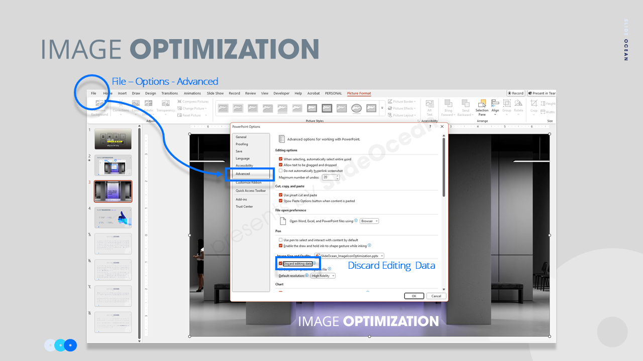 Tối ưu hóa hình ảnh powerpoint và tối ưu hóa biểu tượng powerpoint - Xóa dữ liệu chỉnh sửa