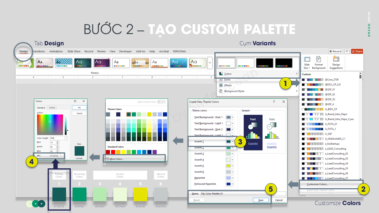 Cách Tạo và Sử Dụng Custom Color Palette Trong PowerPoint: Nâng Tầm Thiết Kế và Nhận Diện Thương Hiệu - Tạo custom color palette